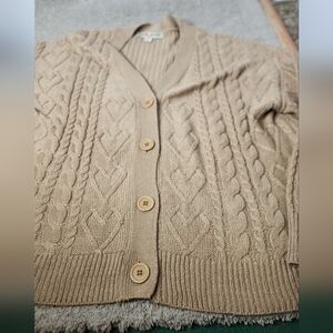 Women's Tan Long Sleeve Cropped Sweater - 1x - Love Change - Italy